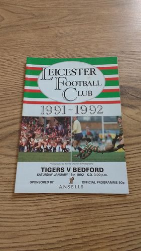 Leicester v Bedford Jan 1992 Rugby Programme
