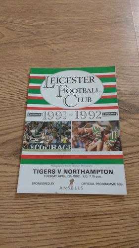 Leicester v Northampton Apr 1992 Rugby Programme