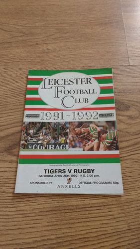Leicester v Rugby Apr 1992 Rugby Programme