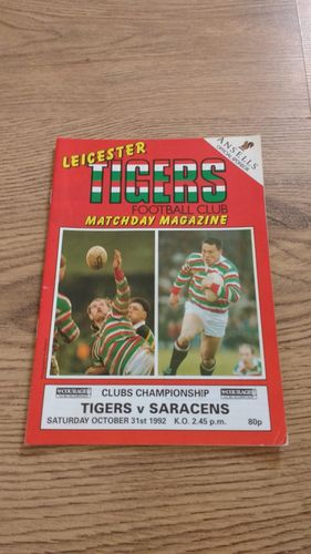 Leicester v Saracens Oct 1992 Rugby Programme