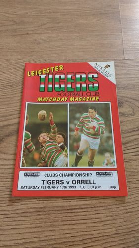 Leicester v Orrell Feb 1993 Rugby Programme
