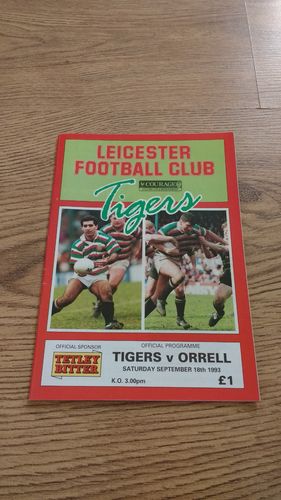 Leicester v Orrell Sept 1993 Rugby Programme