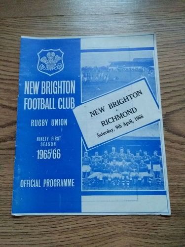 New Brighton v Richmond Apr 1966 Rugby Programme