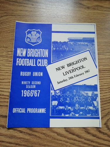 New Brighton v Liverpool Feb 1967 Rugby Programme