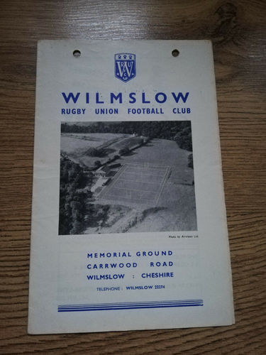 Wilmslow v Fylde Jan 1969 Rugby Programme