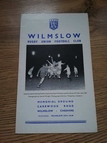 Wilmslow v Liverpool Nov 1971 Rugby Programme