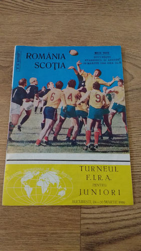 Romania v Scotland 1986 Rugby Programme