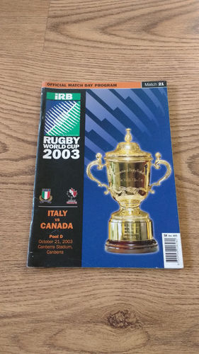 Italy v Canada 2003 Rugby World Cup Programme
