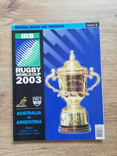 Australia v Argentina 2003 Rugby World Cup Programme
