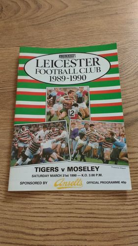 Leicester v Moseley Mar 1990 Rugby Programme