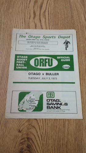 Otago v Buller July 1973 Rugby Programme