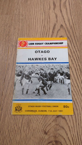 Otago v Hawke's Bay July 1981 Rugby Programme