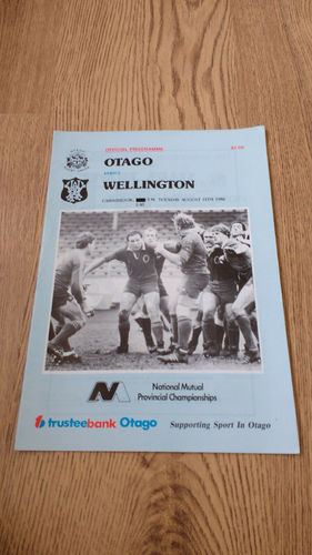 Otago v Wellington Aug 1986 Rugby Programme