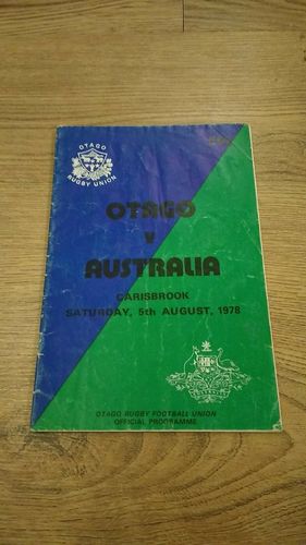 Otago v Australia 1978 Rugby Programme