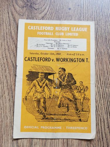 Castleford v Workington Oct 1960 Rugby League Programme
