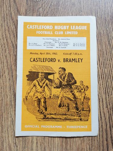 Castleford v Bramley Apr 1962 Rugby League Programme