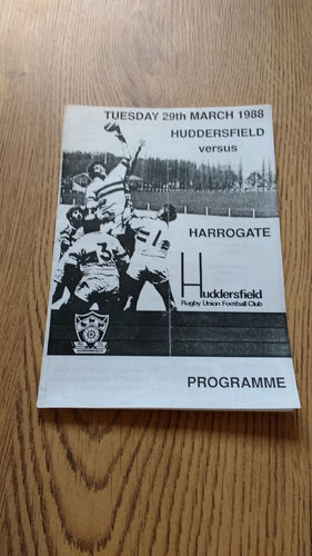 Huddersfield v Harrogate Mar 1988 Rugby Programme