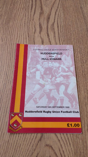 Huddersfield v Hull Ionians Sept 1995 Rugby Programme