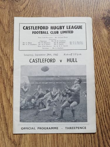 Castleford v Hull Sept 1962 Rugby League Programme