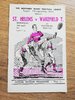 St Helens v Wakefield 1967 Championship Final Replay Rugby League Programme