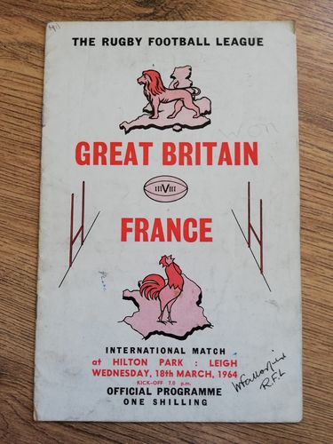 Great Britain v France 1964 Rugby League Programme