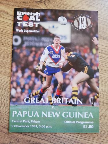 Great Britain v Papua New Guinea 1991 Rugby League Programme