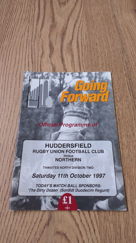 Huddersfield v Northern Oct 1997 Rugby Programme