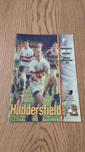 Huddersfield v Driffield Sept 1998 Rugby Programme