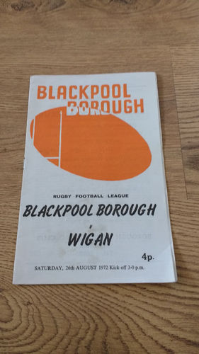 Blackpool Borough v Wigan Aug 1972 Rugby League Programme