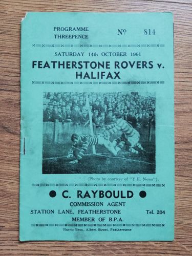 Featherstone v Halifax Oct 1961 Rugby League Programme