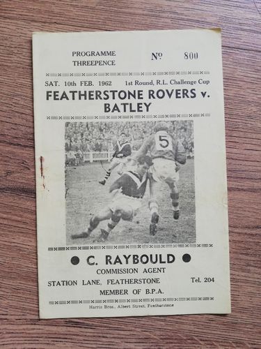 Featherstone v Batley Feb 1962 Challenge Cup Rugby League Programme