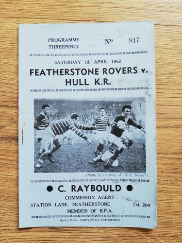 Featherstone v Hull KR Apr 1962 Rugby League Programme