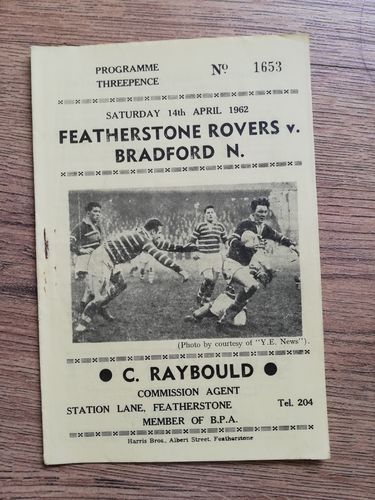 Featherstone v Bradford Apr 1962 Rugby League Programme