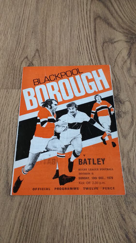 Blackpool Borough v Batley Dec 1978 Rugby League Programme