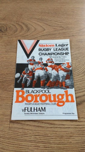 Blackpool Borough v Fulham Oct 1980 Rugby League Programme