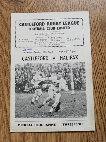 Castleford v Halifax Oct 1962 Rugby League Programme