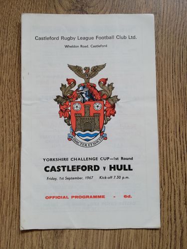 Castleford v Hull Sept 1967 Yorkshire Cup Rugby League Programme