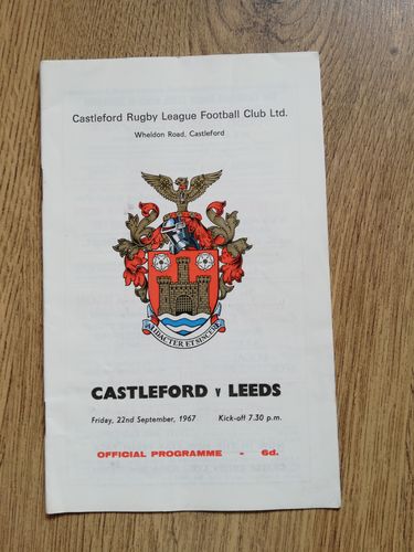 Castleford v Leeds Sept 1967 Rugby League Programme