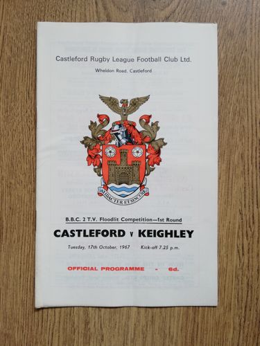 Castleford v Keighley Oct 1967 Floodlit Trophy RL Programme