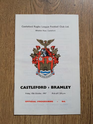 Castleford v Bramley Oct 1967 Rugby League Programme