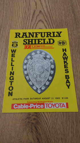 Wellington v Hawke's Bay Ranfurly Shield Aug 1982 Rugby Programme