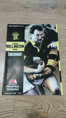 Wellington v Taranaki Sept 1988 Rugby Programme