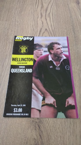 Wellington v Queensland Apr 1991 Rugby Programme
