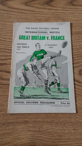 Great Britain v France Mar 1959 Rugby League Programme
