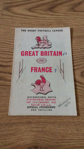 Great Britain v France Jan 1965 Rugby League Programme