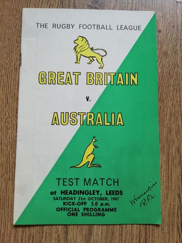 Great Britain v Australia 1st Test 1967 Rugby League Programme