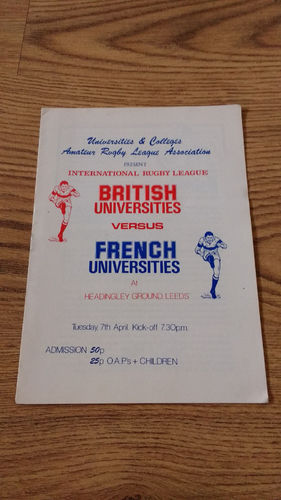 British Universities v French Universities Apr 1981 Rugby League Programme