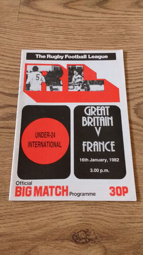Great Britain U24 v France U24 Jan 1982 Rugby League Programme
