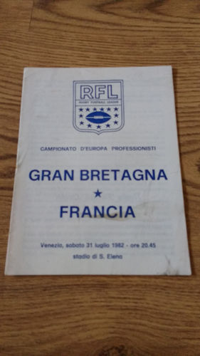 France v Great Britain July 1982 Rugby League Programme