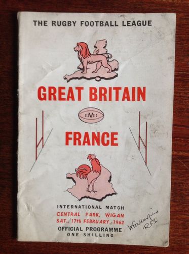 Great Britain v France 1962 Rugby League Programme